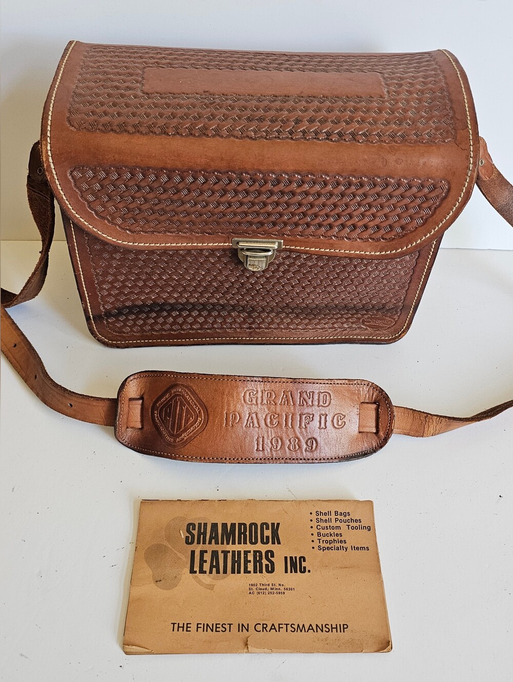 RARE Grand Pacific Railroad (PITA) Grundman's Leather Shooting Satchel 1989